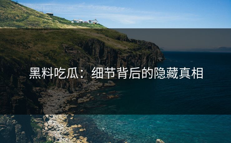 黑料吃瓜：细节背后的隐藏真相