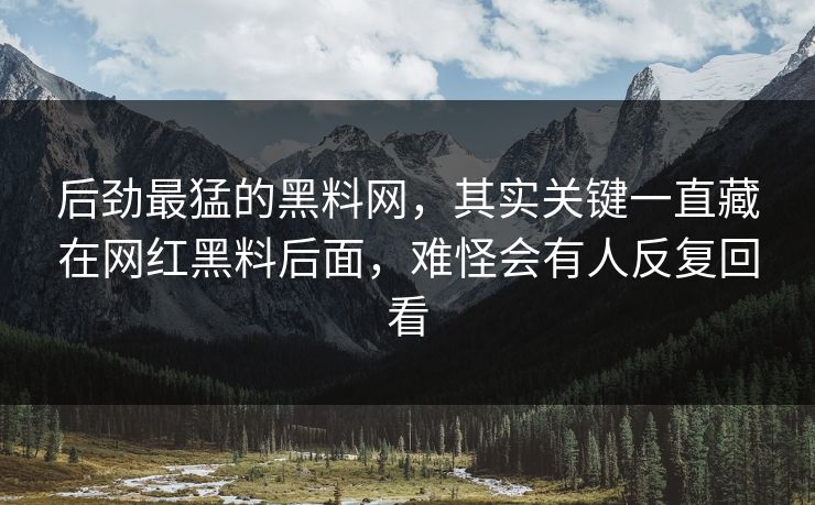 后劲最猛的黑料网，其实关键一直藏在网红黑料后面，难怪会有人反复回看