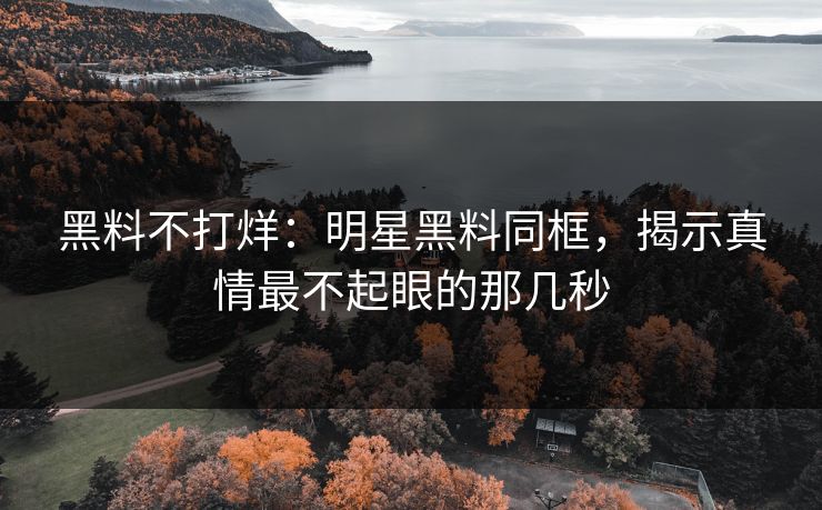 黑料不打烊：明星黑料同框，揭示真情最不起眼的那几秒