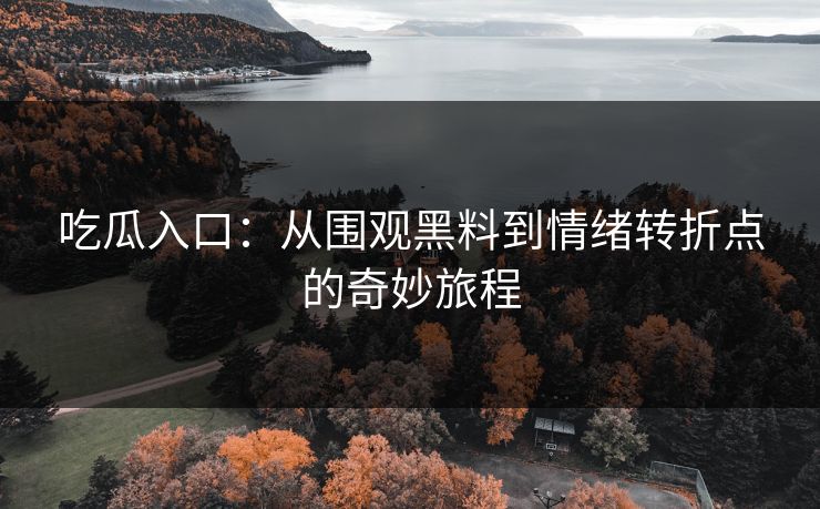 吃瓜入口：从围观黑料到情绪转折点的奇妙旅程