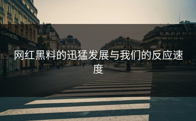 网红黑料的迅猛发展与我们的反应速度