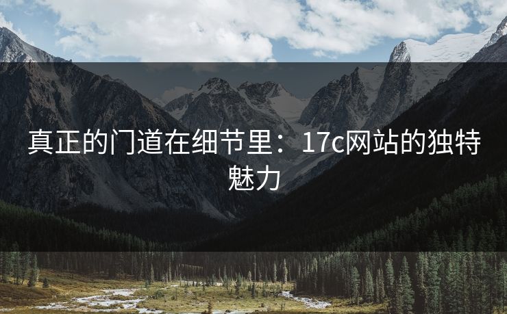 真正的门道在细节里：17c网站的独特魅力